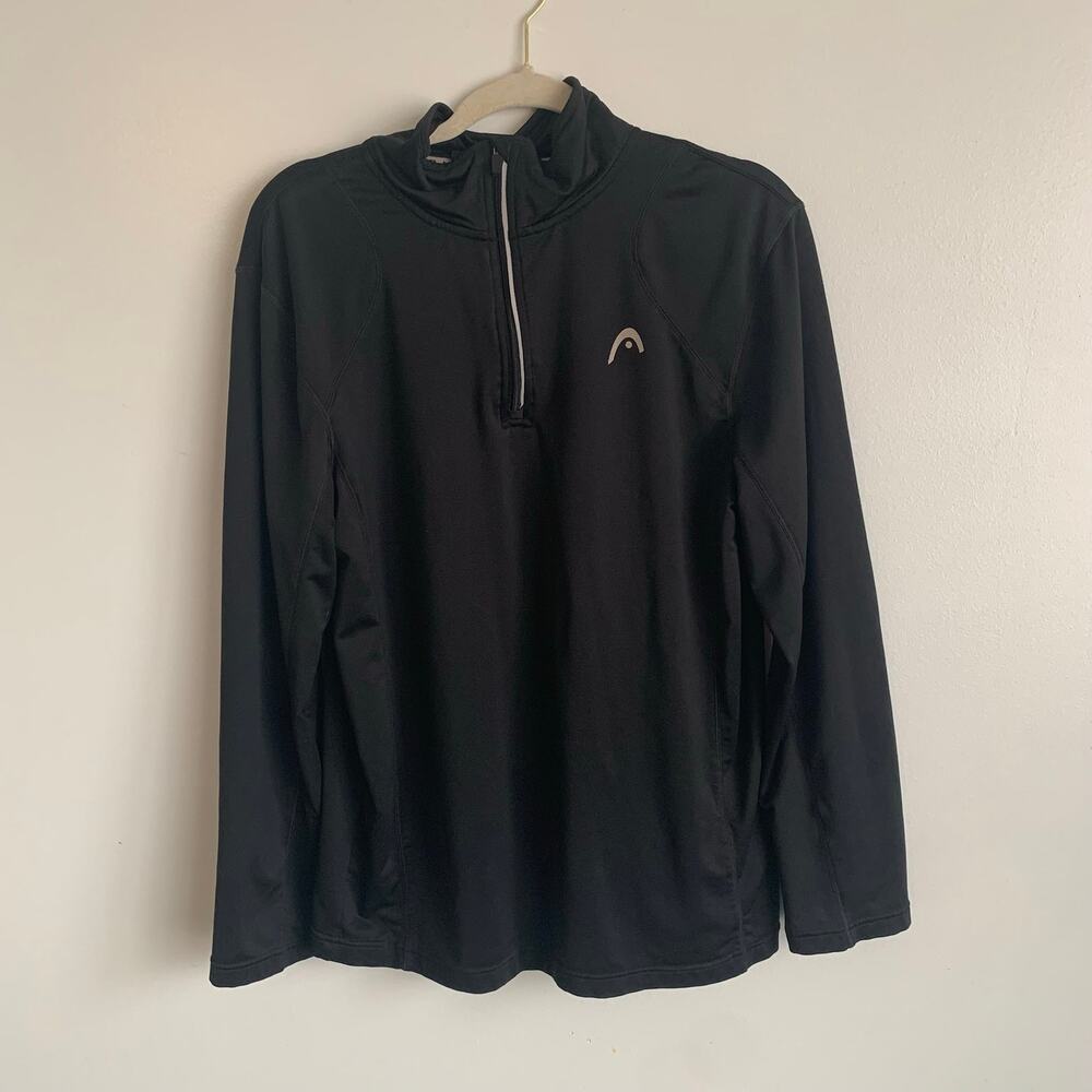 HEAD Men’s Black Performance Quarter‑Zip Pullover – Stretch Training Top M